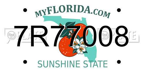 7R77008 Florida License Plate