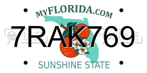 7RAK769 Florida License Plate