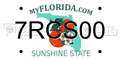 7RCS00 Florida License Plate