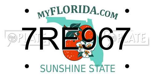 7RE967 Florida License Plate