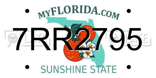 7RR2795 Florida License Plate