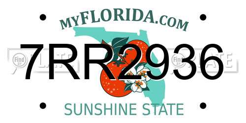 7RR2936 Florida License Plate