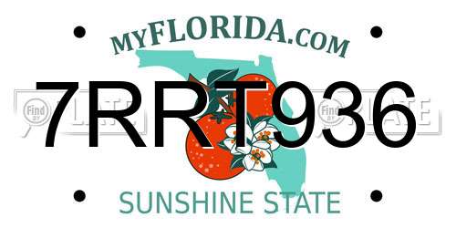 7RRT936 Florida License Plate