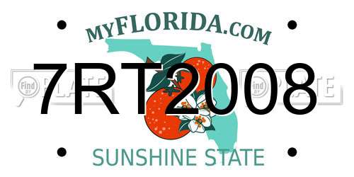 7RT2008 Florida License Plate