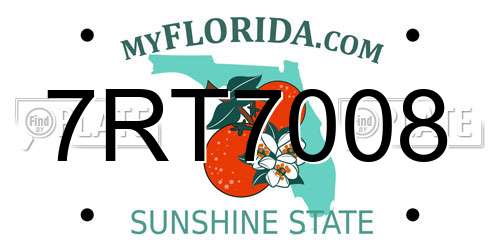 7RT7008 Florida License Plate