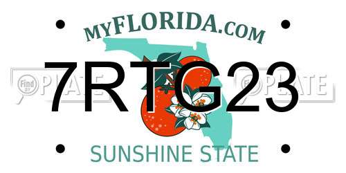 7RTG23 Florida License Plate