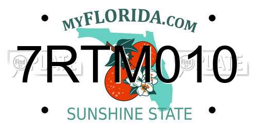 7RTM010 Florida License Plate