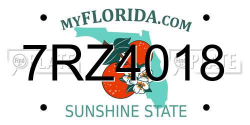 7RZ4018 Florida License Plate