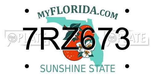 7RZ673 Florida License Plate