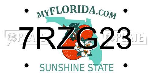 7RZG23 Florida License Plate
