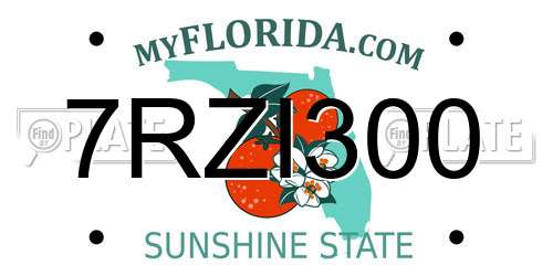 7RZI300 Florida License Plate