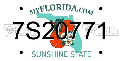 7S20771 Florida License Plate