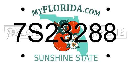 7S23288 Florida License Plate