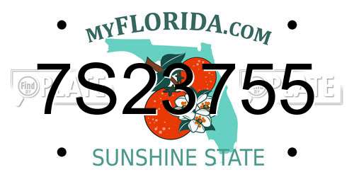 7S23755 Florida License Plate