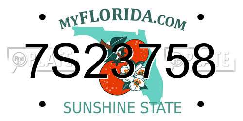 7S23758 Florida License Plate