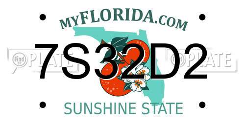 7S32D2 Florida License Plate