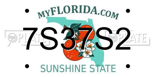 7S37S2 Florida License Plate