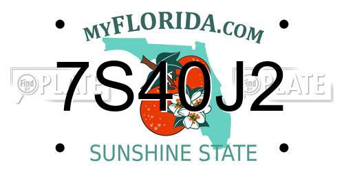 7S40J2 Florida License Plate