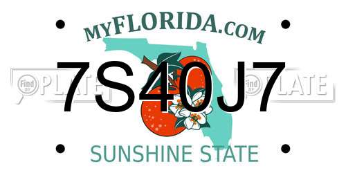 7S40J7 Florida License Plate