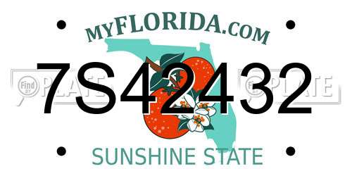 7S42432 Florida License Plate