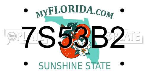 7S53B2 Florida License Plate
