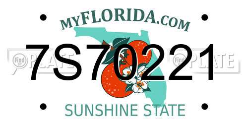 7S70221 Florida License Plate