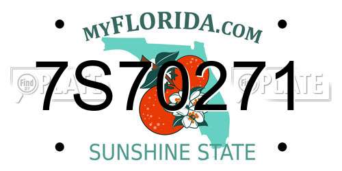 7S70271 Florida License Plate