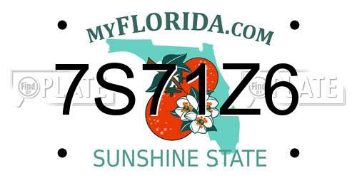 7S71Z6 Florida License Plate