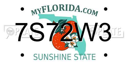 7S72W3 Florida License Plate