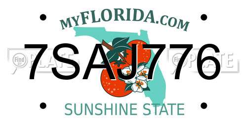 7SAJ776 Florida License Plate