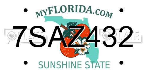 7SAZ432 Florida License Plate