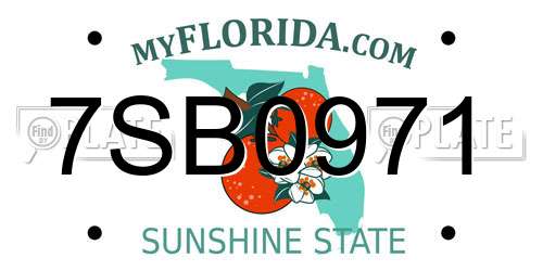 7SB0971 Florida License Plate