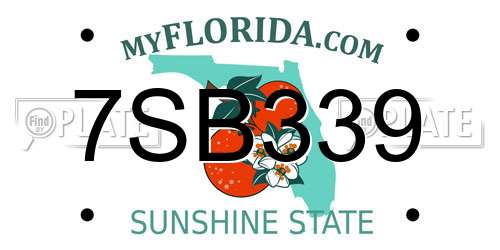 7SB339 Florida License Plate