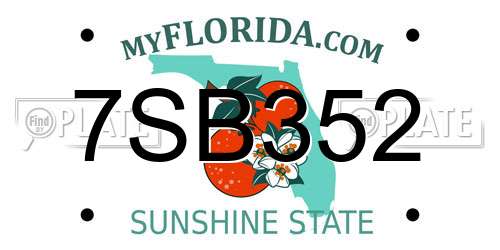 7SB352 Florida License Plate