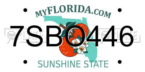 7SBO446 Florida License Plate