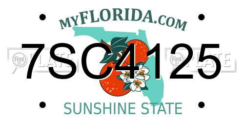 7SC4125 Florida License Plate