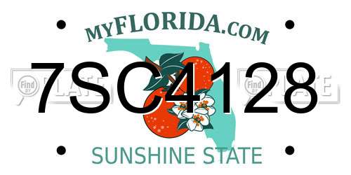 7SC4128 Florida License Plate