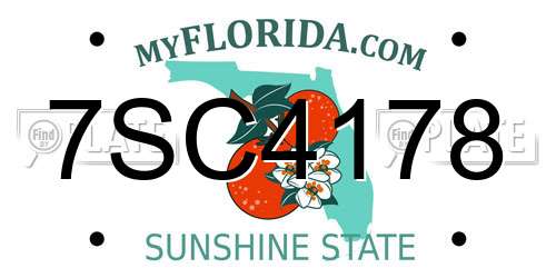 7SC4178 Florida License Plate