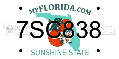 7SC838 Florida License Plate