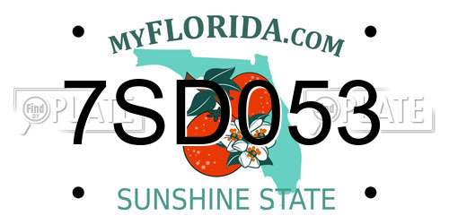 7SD053 Florida License Plate