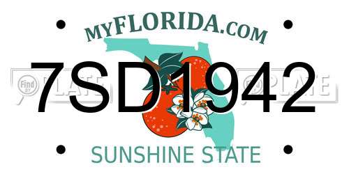 7SD1942 Florida License Plate