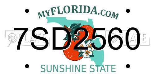 7SD2560 Florida License Plate