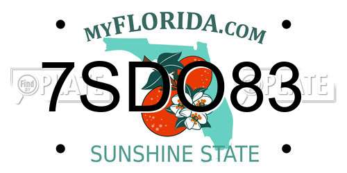 7SDO83 Florida License Plate