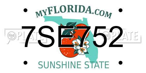 7SE752 Florida License Plate