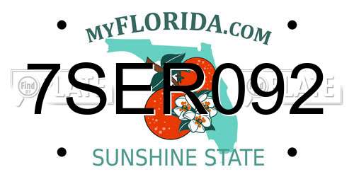 7SER092 Florida License Plate