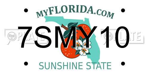 7SMY10 Florida License Plate