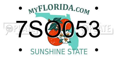 7SO053 Florida License Plate