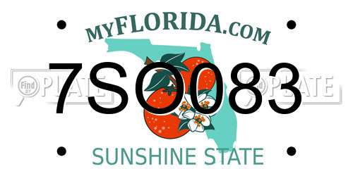 7SO083 Florida License Plate