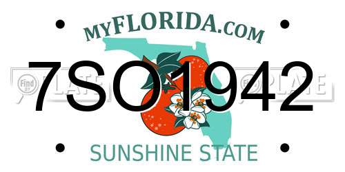 7SO1942 Florida License Plate
