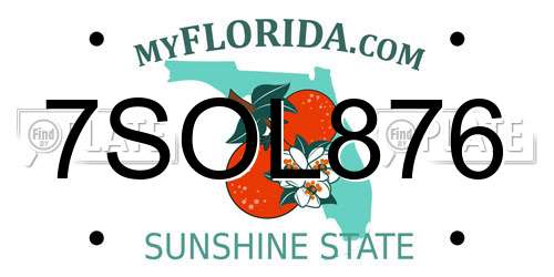 7SOL876 Florida License Plate